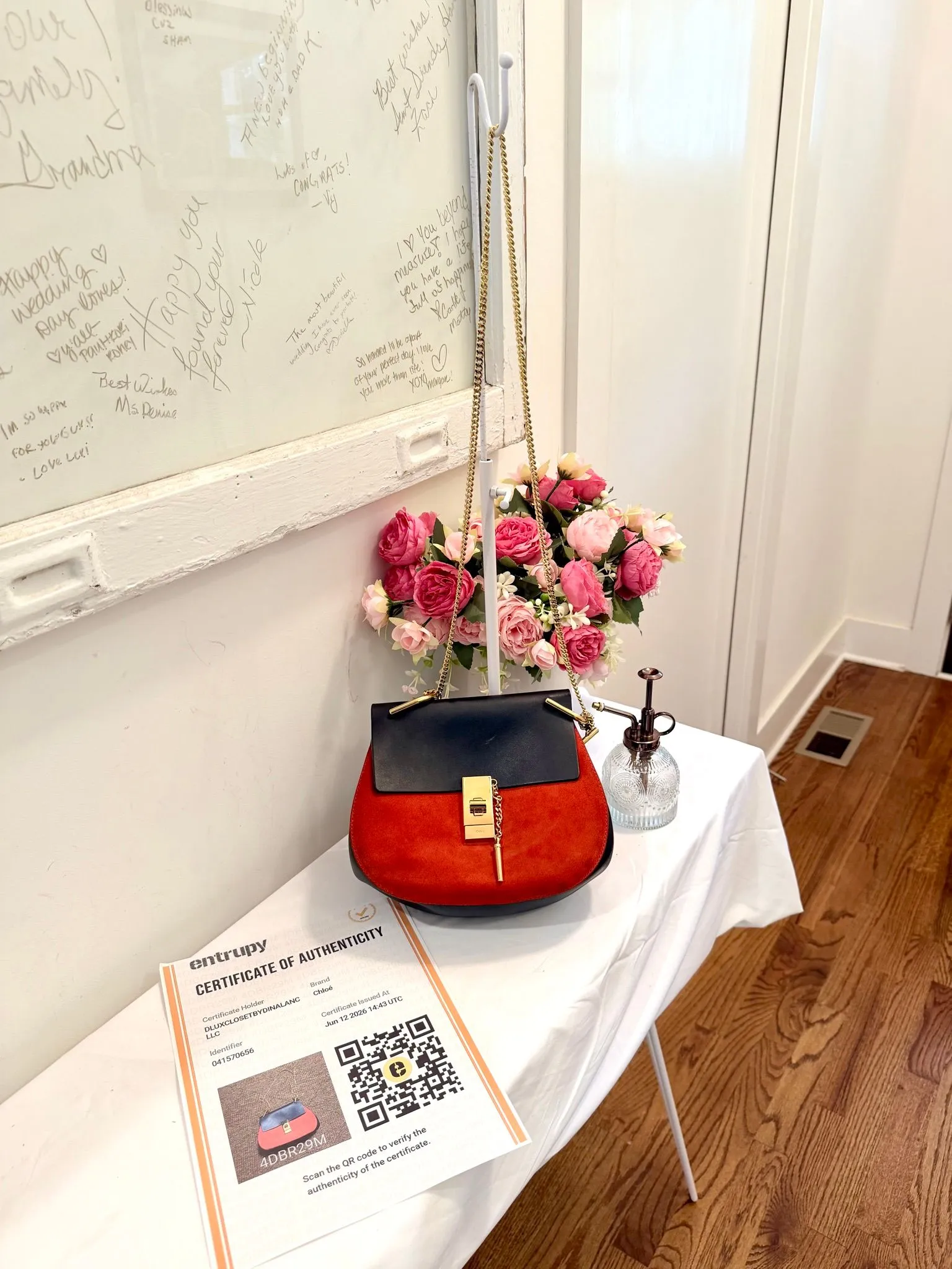 Authenticated Red and Black Two Texture Chloe Drew — pre-owned luxury designer bag | LaceLuxx