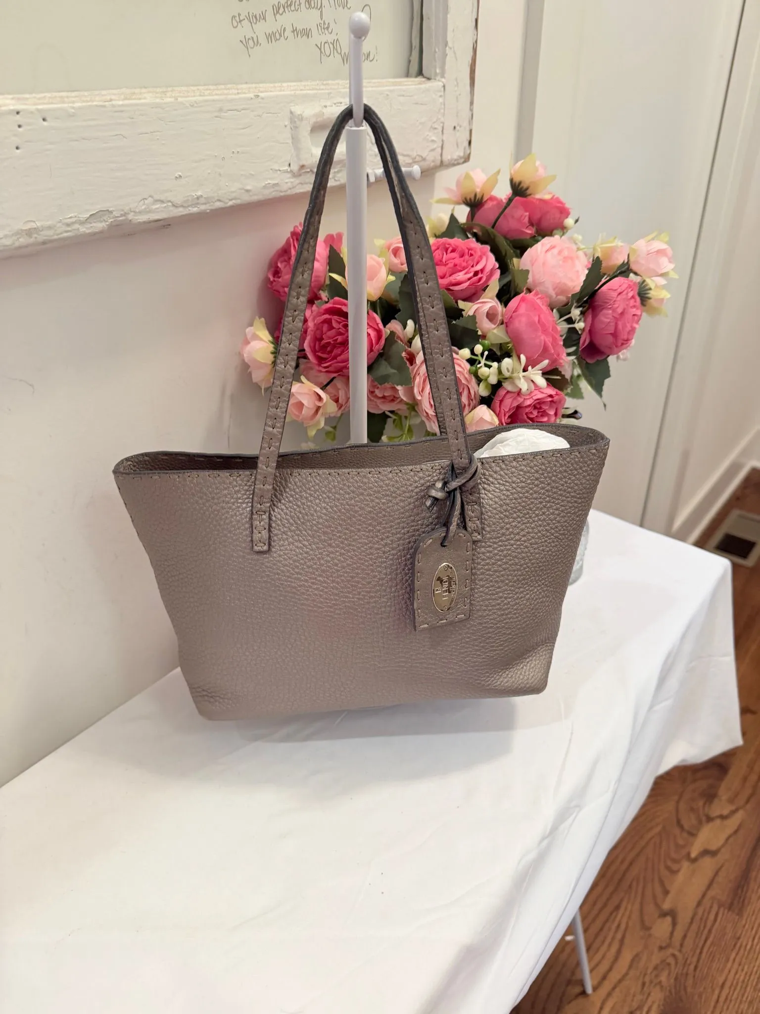 Authenticated Silver Fendi Selleria Mini Tote Bag — pre-owned luxury designer Fendi bag | LaceLuxx