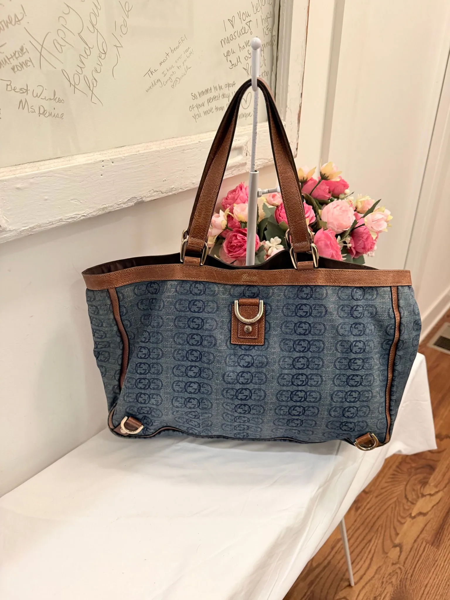 Authenticated Denim Gucci Abbey Tote — pre-owned luxury designer Gucci bag | LaceLuxx