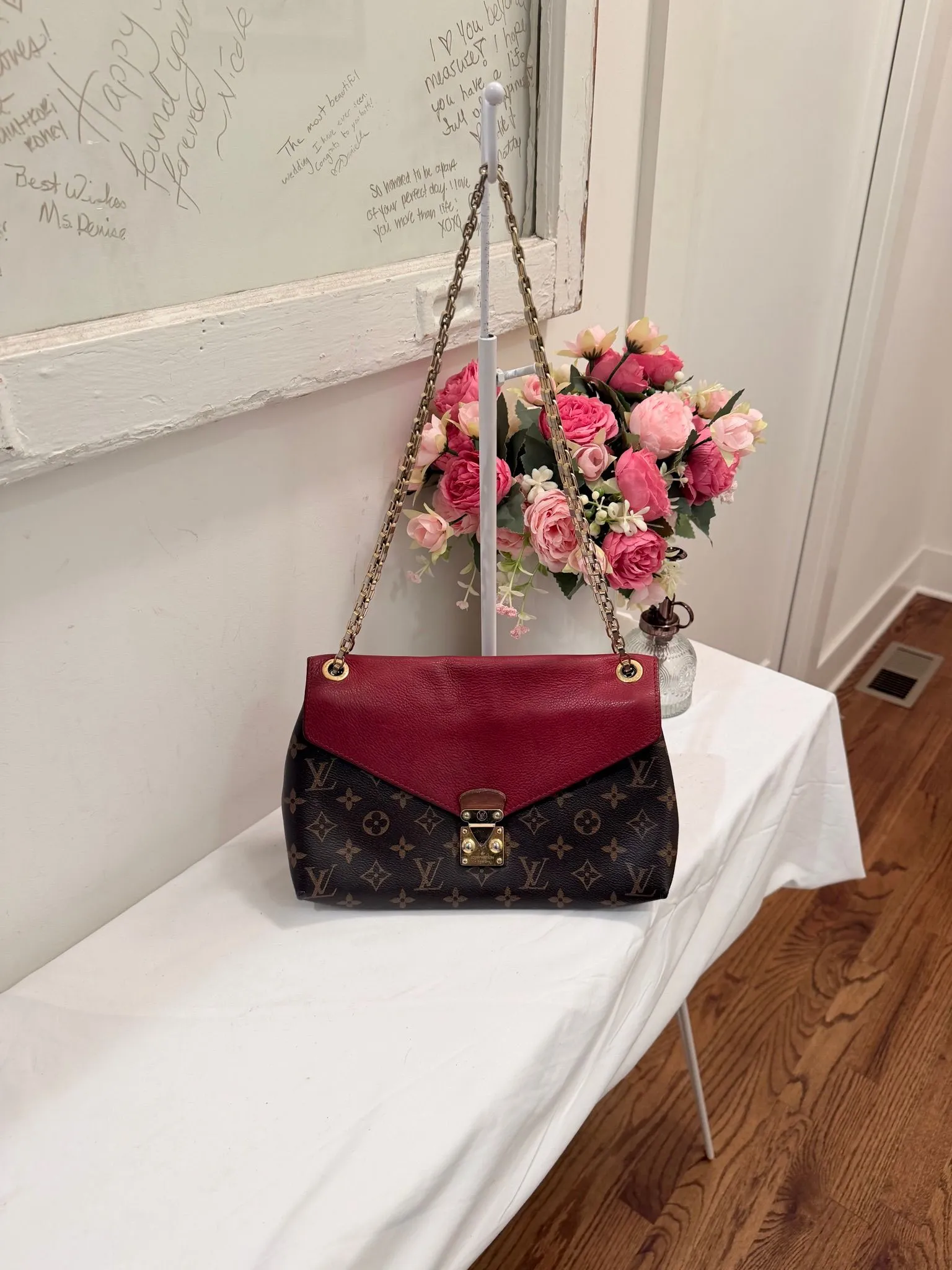 Authenticated Louis Vuitton Pallas Cerises Bag — pre-owned luxury designer Louis Vuitton bag | LaceLuxx