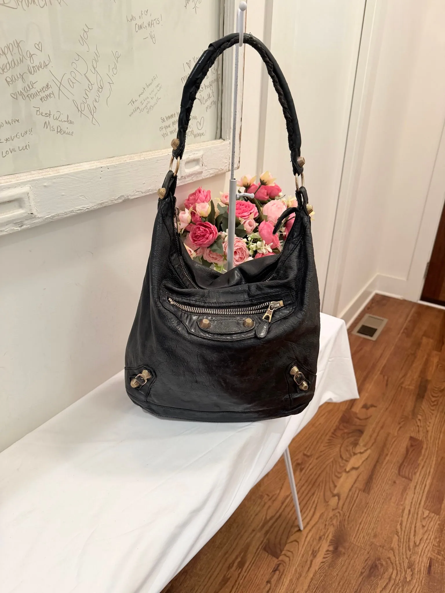 Authenticated Black Balenciaga Hobo Shoulder Bag — pre-owned luxury designer Balenciaga bag | LaceLuxx